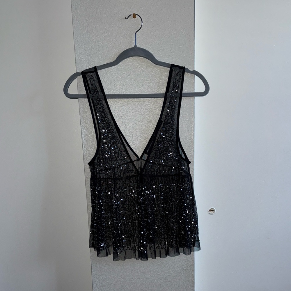 Urban Outfitters Black Sequin Top